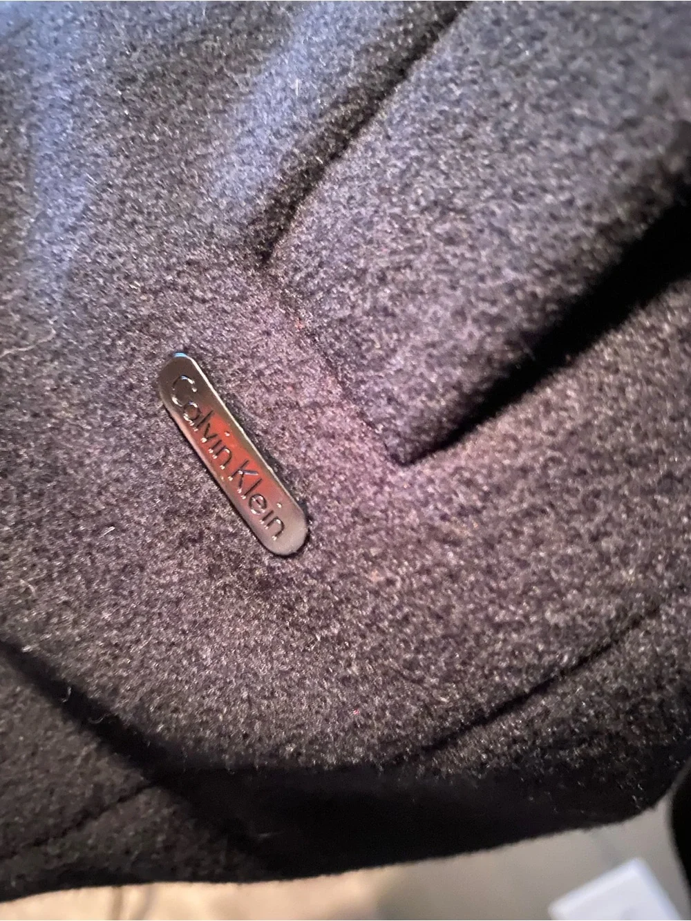Calvin Klein Black Wool Blend Men's Coat with Quilted Lining